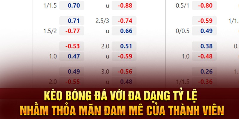 Kèo bóng đá với đa dạng tỷ lệ nhằm thỏa mãn đam mê của thành viên 